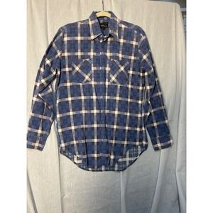 Country Squire Mens Plaid Flannel 
LS Button Up Shirt SZ Med Blue Brown